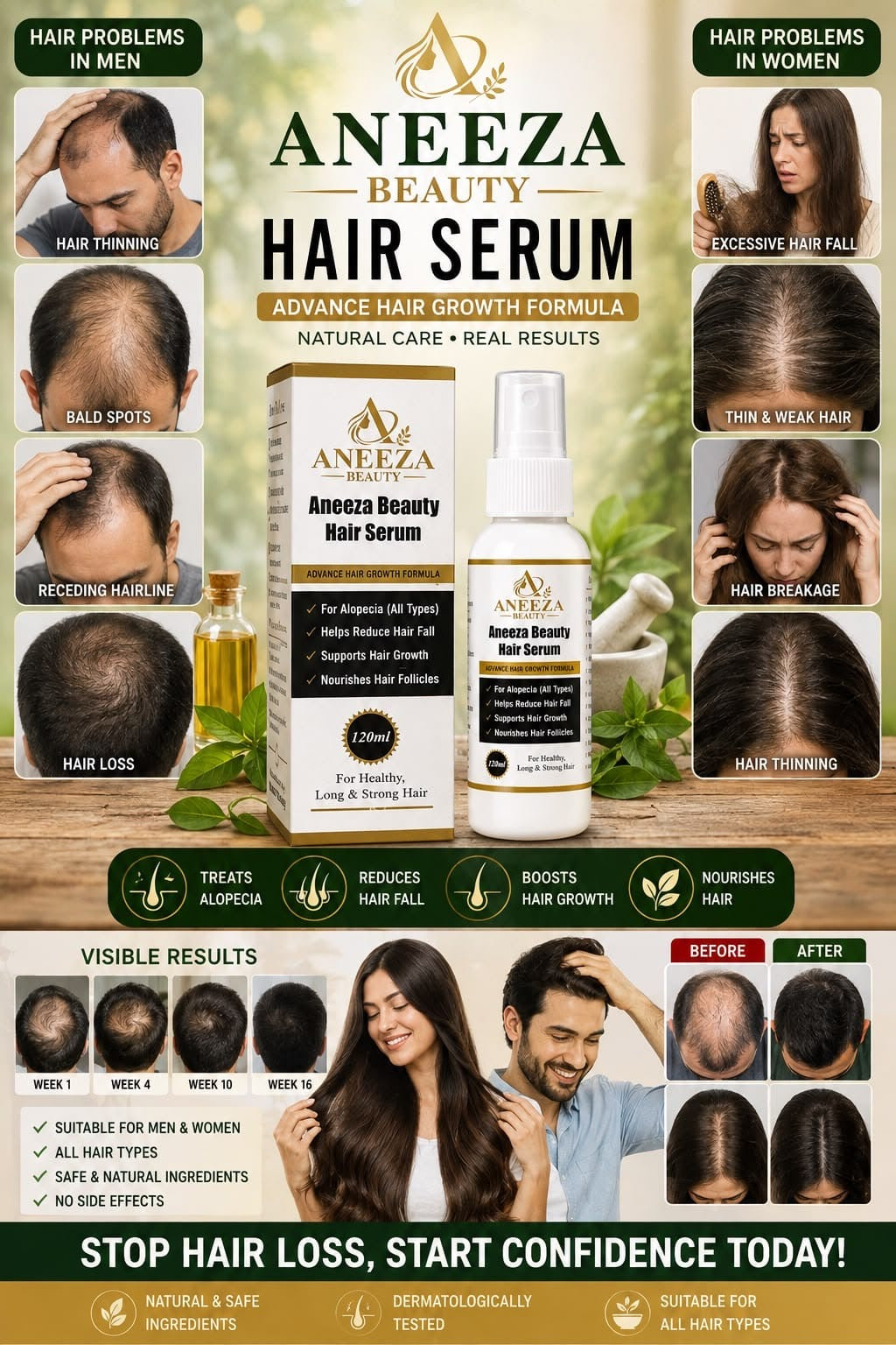 Aneezabeauty Hair Serum bottle with product information
