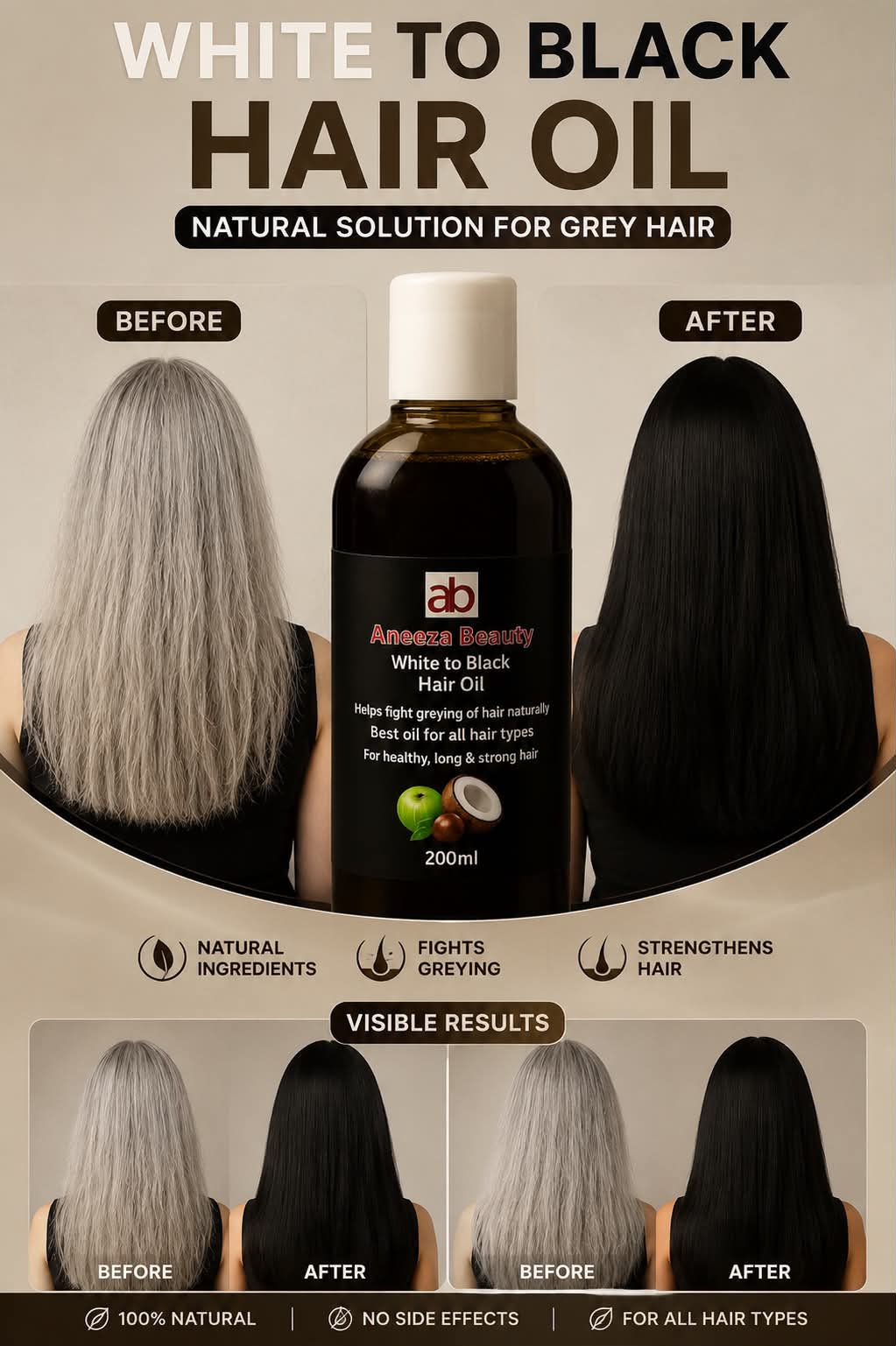 AB White to Black Hair Oil